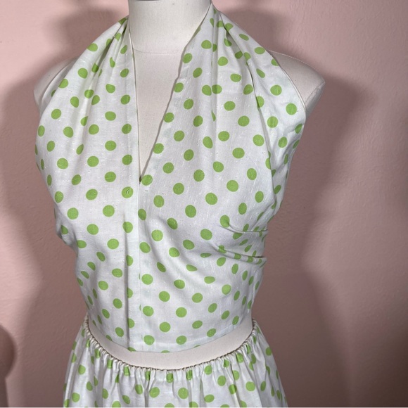Vintage 60 70 Mod MCM Polka Dot Coquette Girl Cropped Top Maxi Skirt Set Dress - Picture 3 of 17